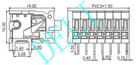 DL141AR-XX-2.5 150V 2A PCB Spring Connecting Brass Terminal Block 2.5mm