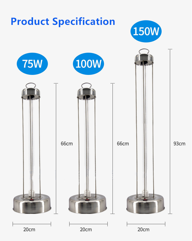 Mercury Switch UVC LED Lamp wavelength254nm High Power 75W100W135W150W Stainless Steel 304 Body